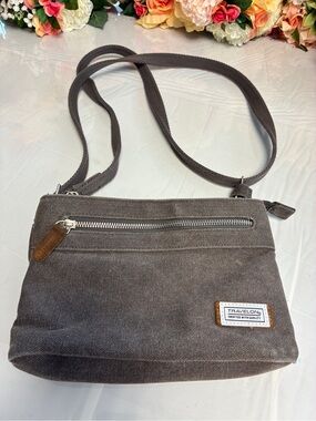 Travelon Heritage Small Canvas Crossbody Pewter Gray RFID Anti-Theft Bag